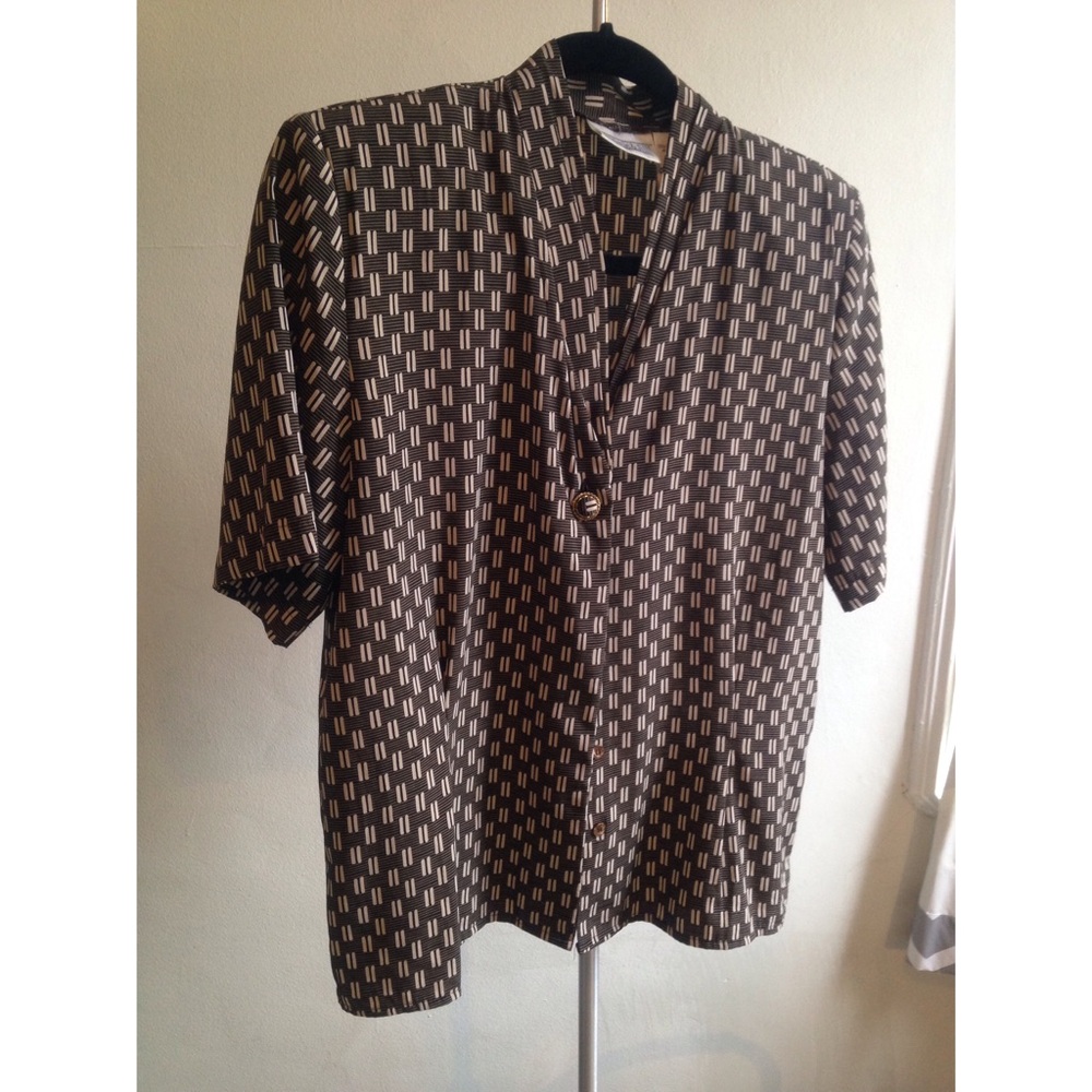 Vintage Brown and Cream Button Down Top